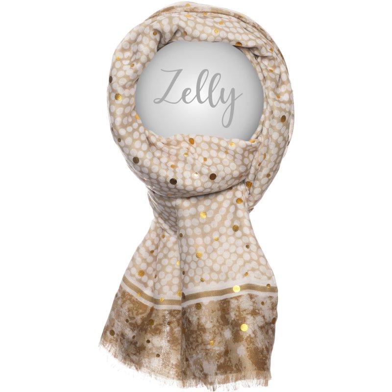Zelly Metallic Spots Taupe Scarf