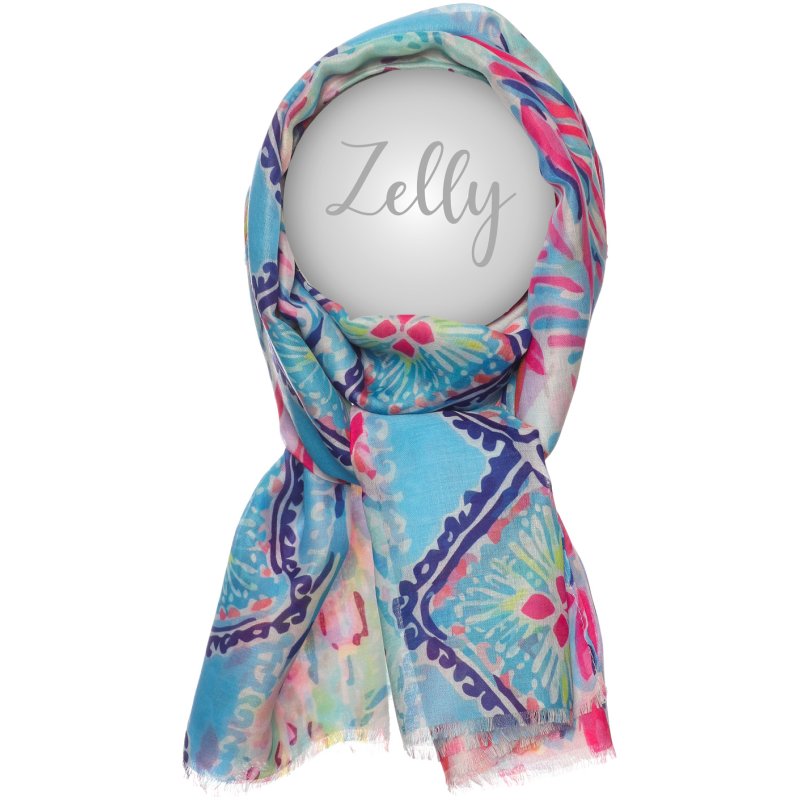 Zelly Lattice Corals Blue Scarf