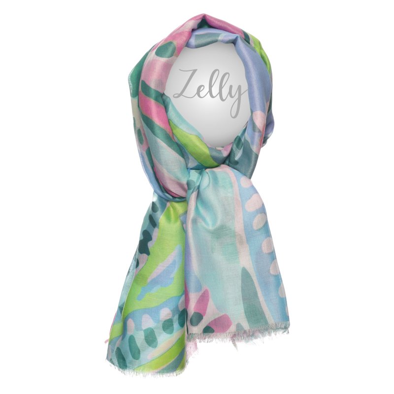 Zelly Pastel Floral Green Scarf