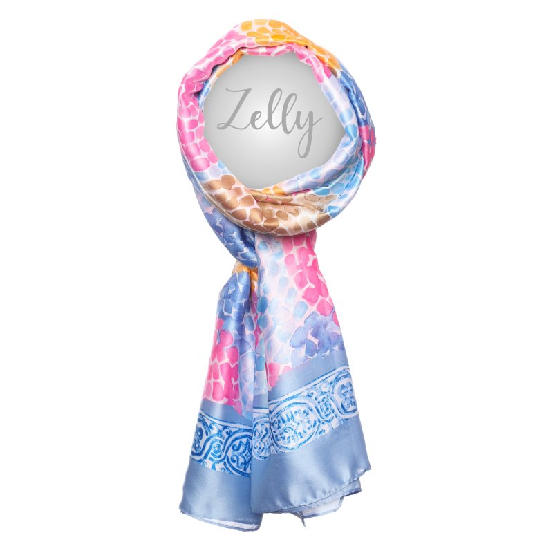 Zelly Dotted Circles Blue Scarf
