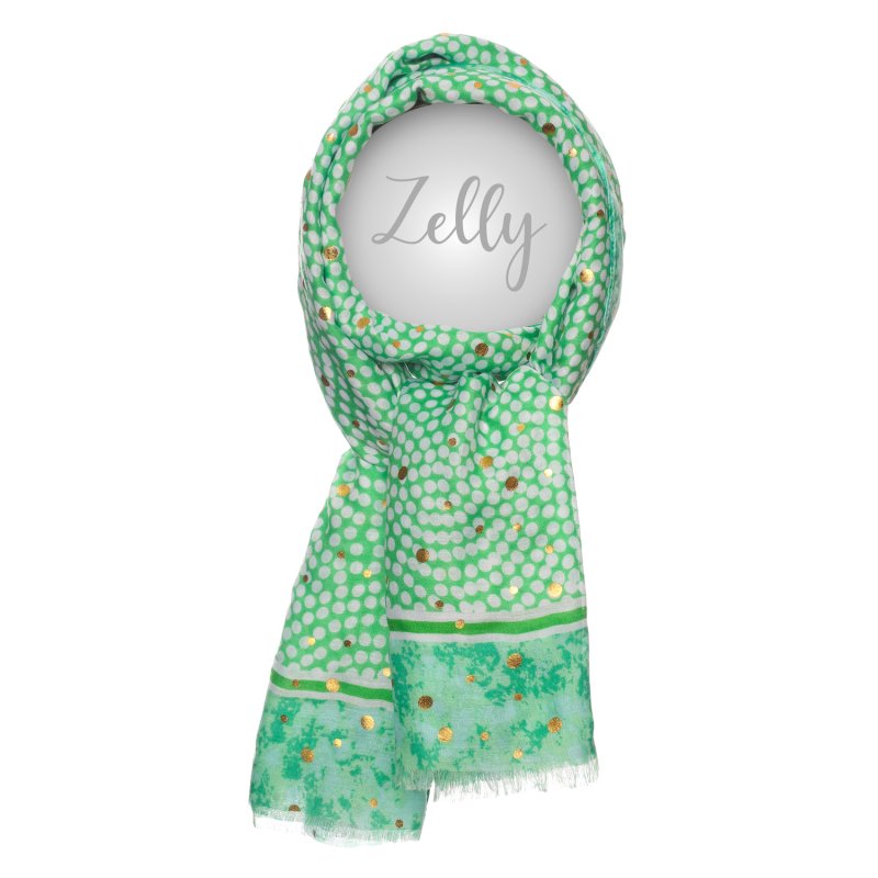 Zelly Metallic Spots Green Scarf