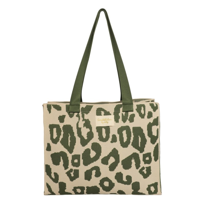 Zelly Woven Tote Animal Green Medium