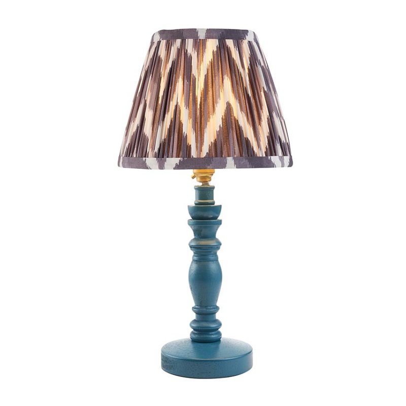 Endon Endon Marlin Blue Bilbury Lamp & 20cm Pearl Grey Zigzag Shade
