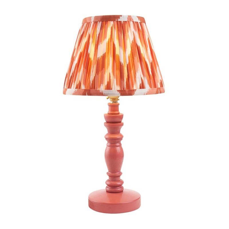 Endon Endon Pink Clay Bilbury Lamp & 20cm Apricot Orange Zigzag Shade