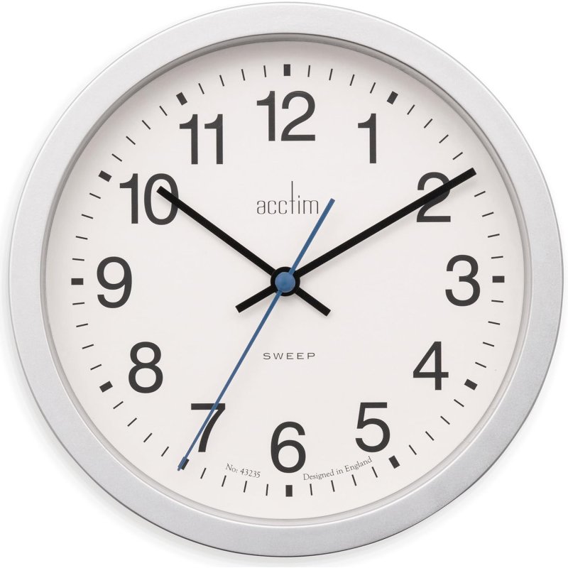 ACCTIM Acctim Bromham Silver 20cm Non Ticking Wall Clock