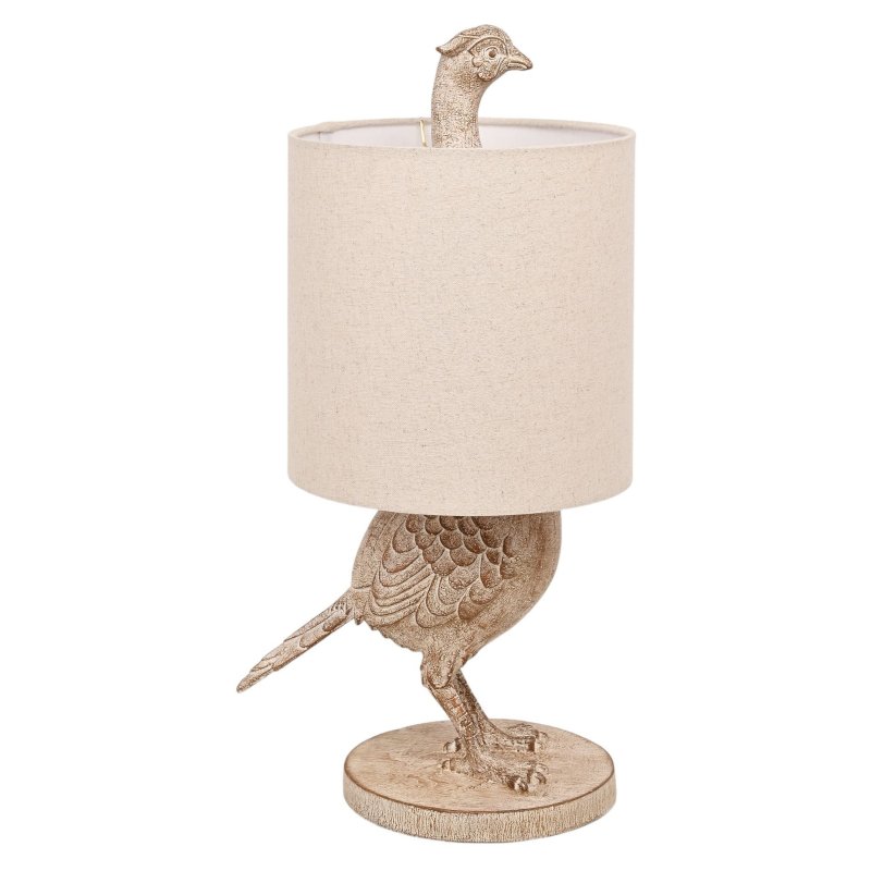 Widdop Hestia Wood Effect Pheasant Table Lamp