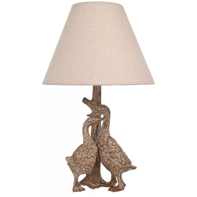 Widdop Hestia Wood Effect Geese Resin Table Lamp