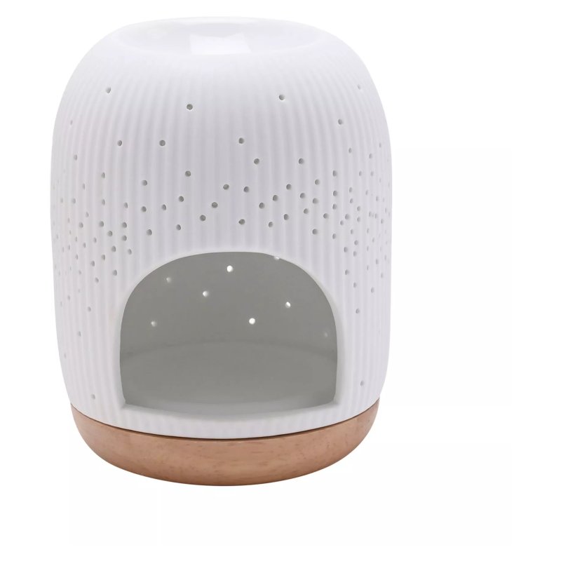 Widdop Hestia White Ringed Ceramic Pin Hole Wax Melt Burner