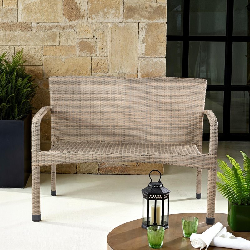 Stella 2 Seater Rattan Bench lifestyle image