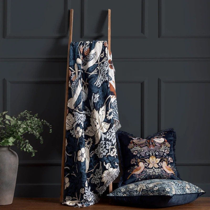 Morris & Co Morris & Co Strawberry Thief Indigo Jacquard Throw