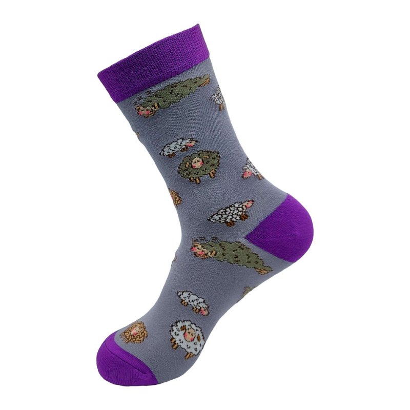 Eco Chic Lilac Cute Sheep Bamboo Socks 4-8