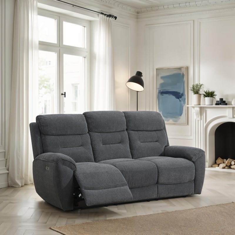 Keswick 3 Seater Power Recliner Sofa In Dark Grey lifestyle