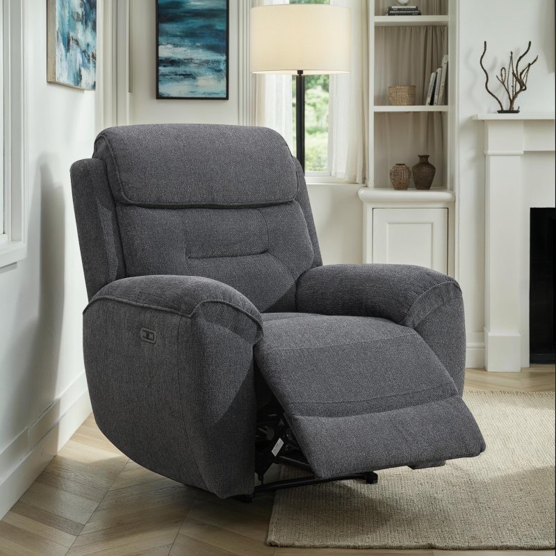 Keswick Power Recliner Chair In Dark Grey lifestyle