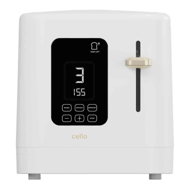 Cello White 2 Slice Digital Toaster