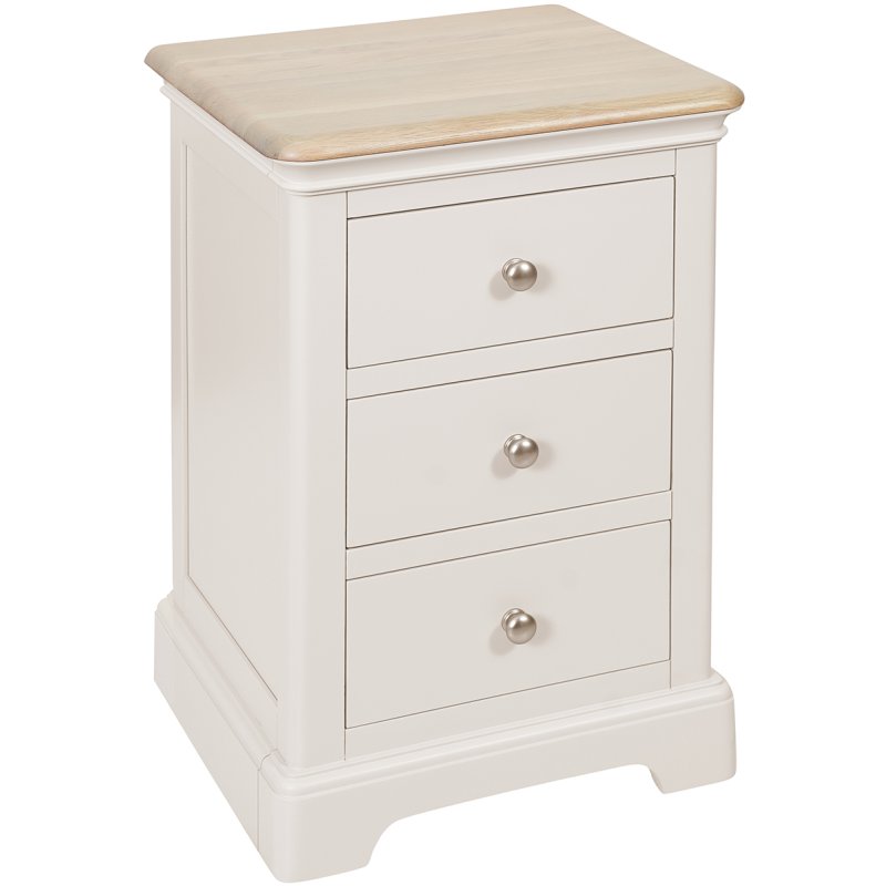 Broadway 3 Drawer Bedside Table In Grey Mist white background
