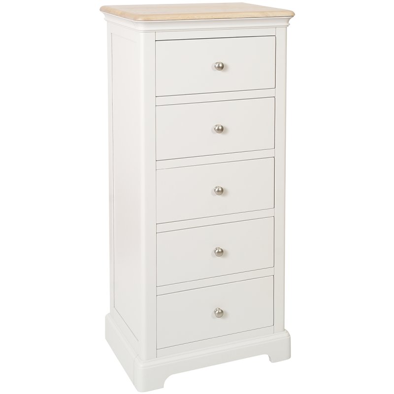 Broadway 5 Drawer Tallboy In Grey Mist white background