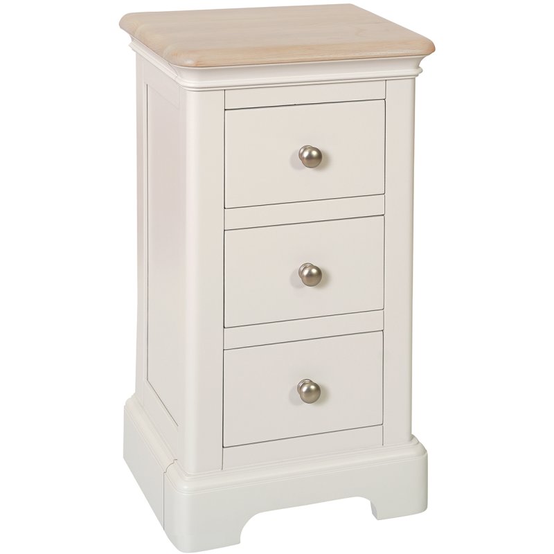 Broadway 3 Drawer Compact Bedside Table In Grey Mist on a white background