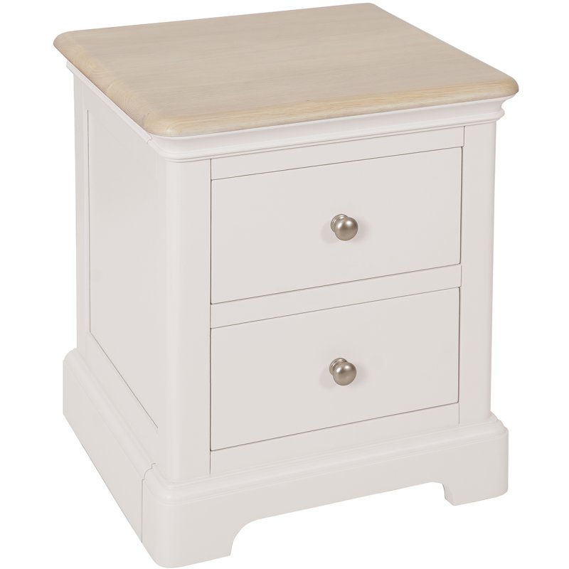 Broadway 2 Drawer Bedside Table In Grey Mist on a white background