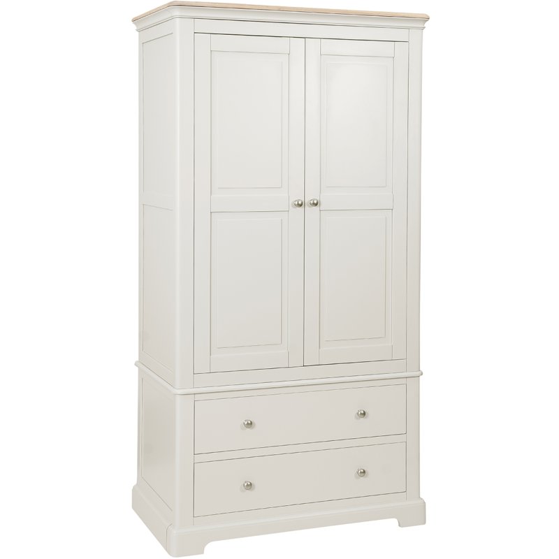 Broadway 2 Drawer Double Gents Wardrobe In Grey Mist on a white background