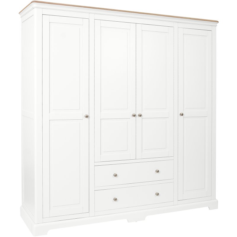 Broadway Quadrouple Wardrobe In White on a white background
