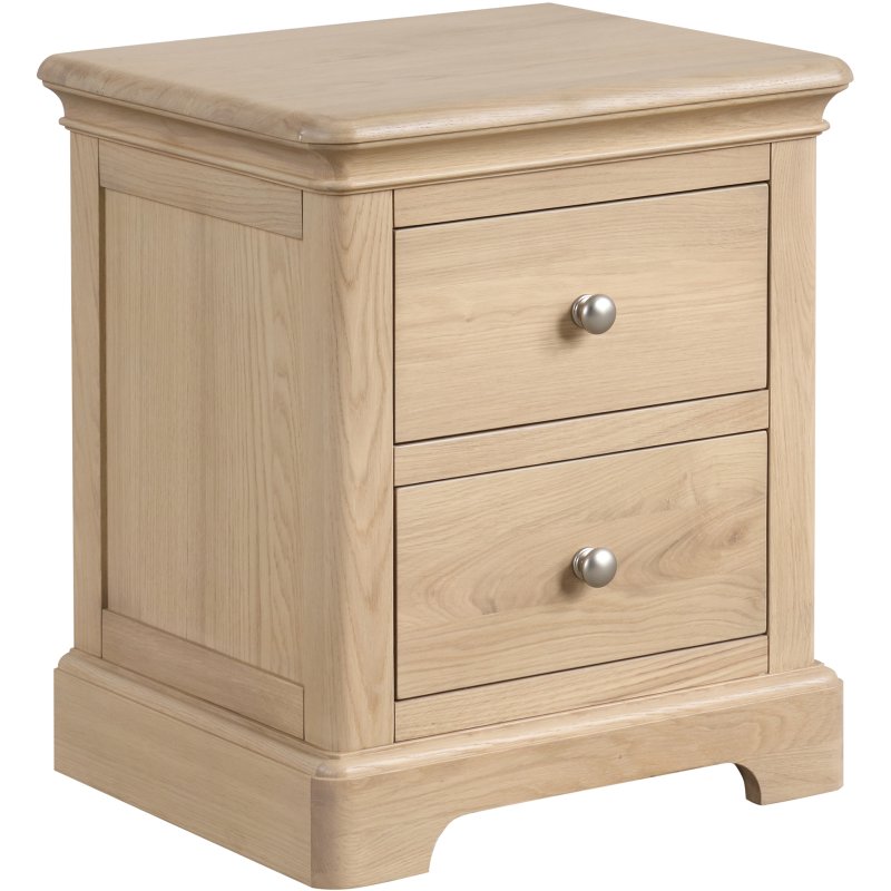 Broadway 2 Drawer Bedside Table In Oak on a white background