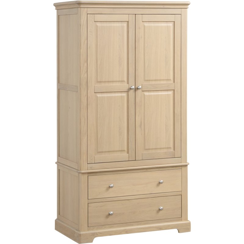 Broadway 2 Drawer Double Gents Wardrobe In Oak on a white background