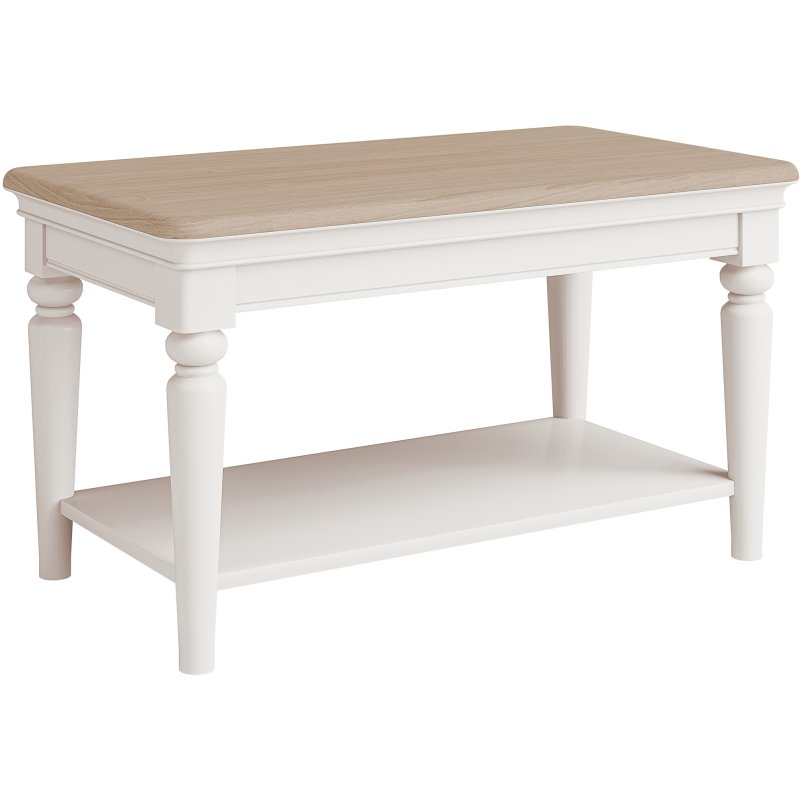 Broadway Coffee Table With Shelf In Grey Mist on a white background