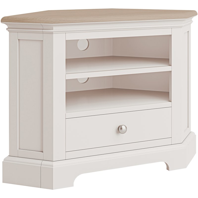 Broadway Corner TV Unit In Grey Mist on a white background