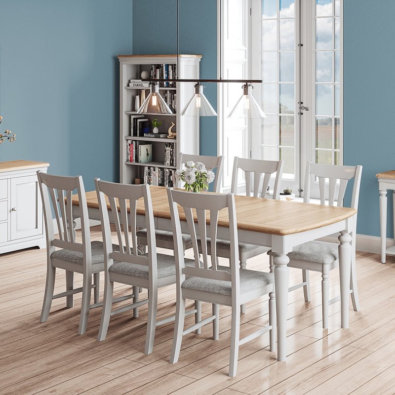 Broadway Large Extending Dining Table & 6 Chairs In Grey Mist lifestyle