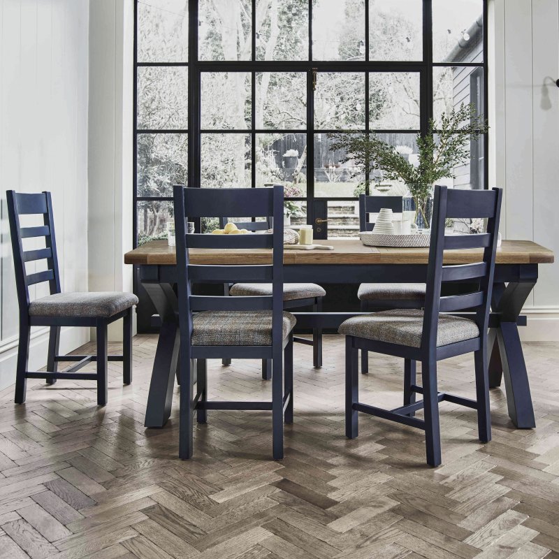 Heritage Editions Blue 2m Fixed Dining Table And 6 Wooden Chairs lifestyle image