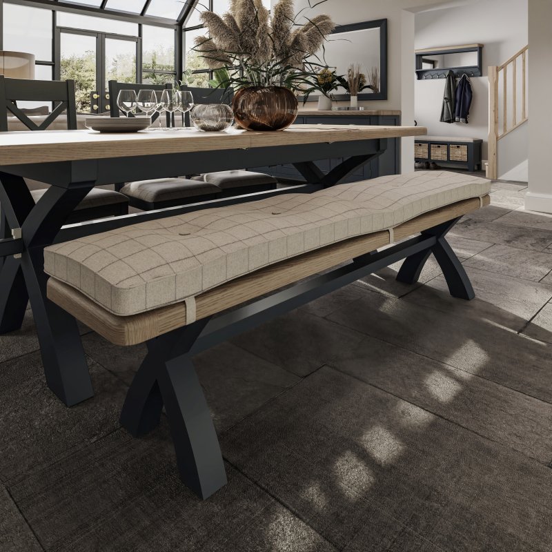 Heritage Editions Blue 2m Crossed Leg Dining Bench lifestyle image