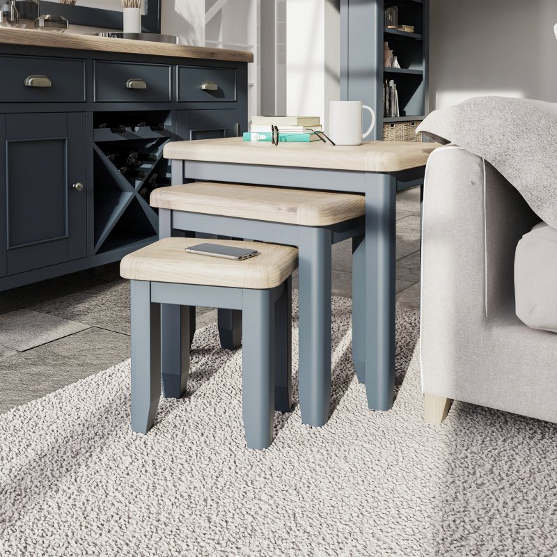 Heritage Editions Blue Nest Of 3 Tables lifestyle image