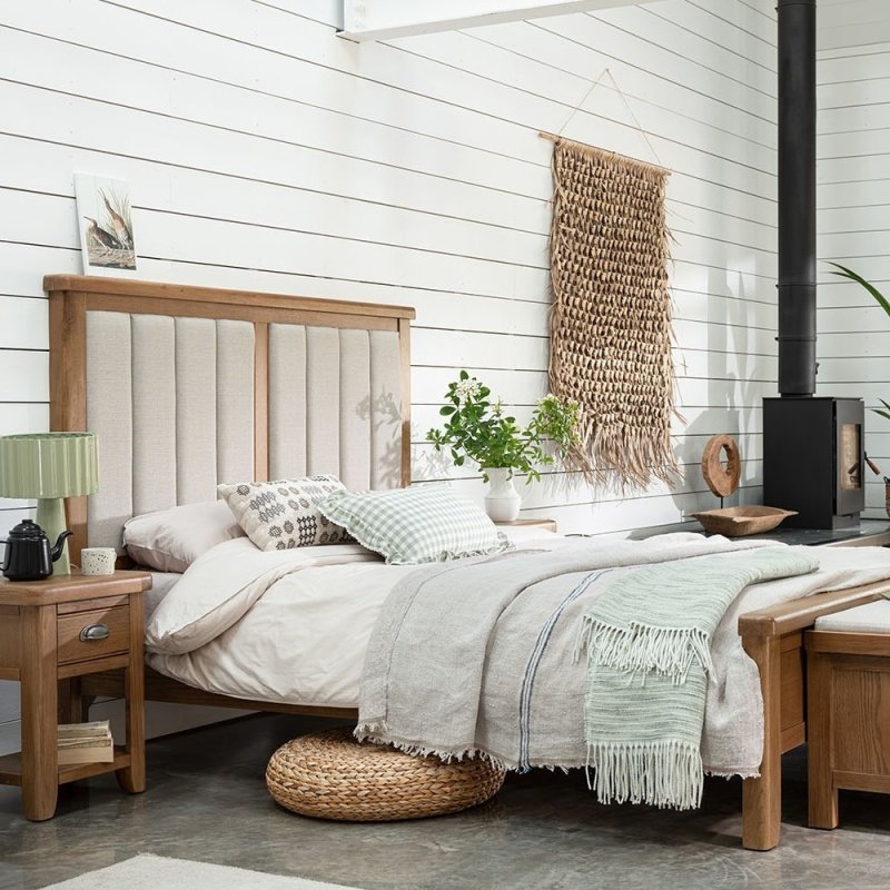 Manor Oak Fabric Headboard Bed lifestyle image