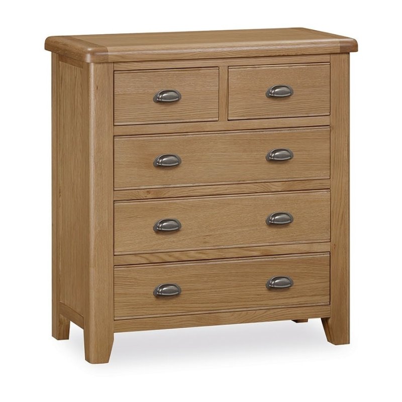 Manor Oak 4 Drawer Chest on a white background
