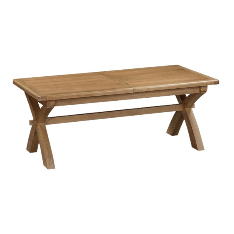 Manor Oak 2m Extending Crossed Leg Dining Table on a white background