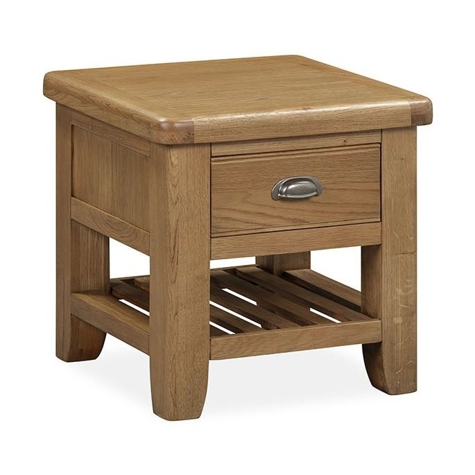 Manor Oak Lamp Table on a white background