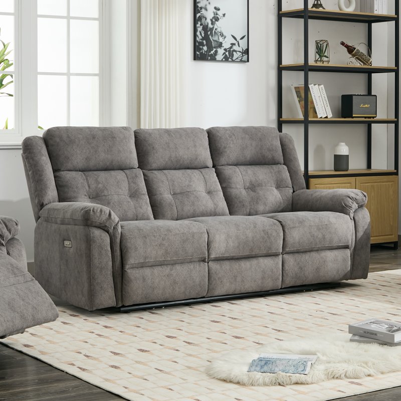 Aldiss Own Rushden 3 Seater Power Recliner Sofa in Grey