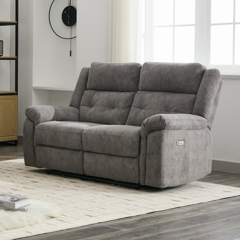 Rushden 2 Seater Power Recliner Sofa In Grey lifestyle image