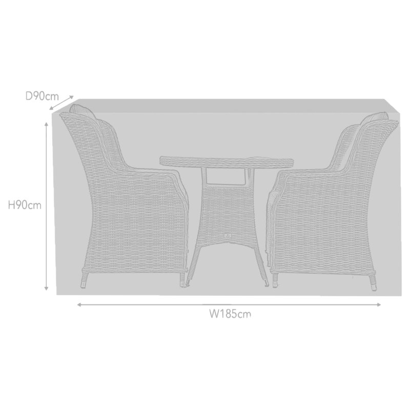 Bistro Set Garden Furniture Cover measurements on a white background