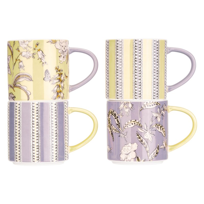 Cath Kidston Wisteria Set Of 4 Stacking Mugs