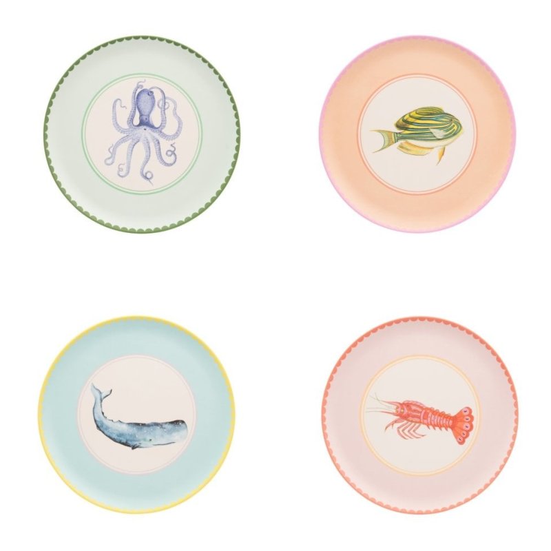 Yvonne Ellen Set Of 4 Melamine Dinner Plates Group shot