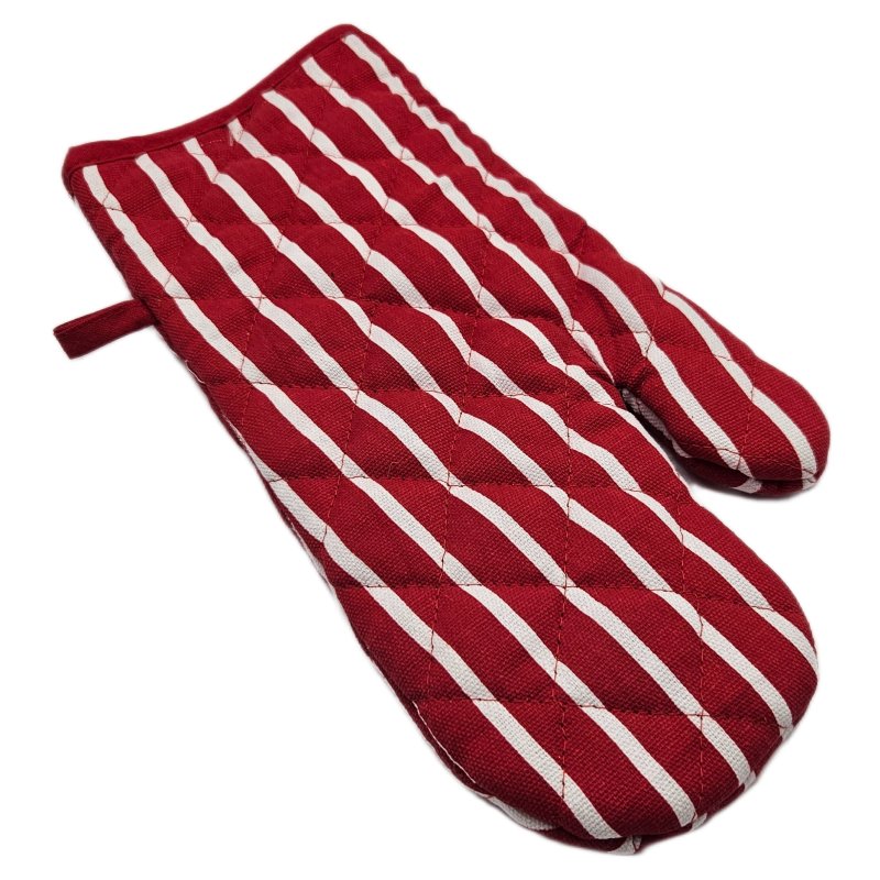 Butchers Stripe Red Single Oven Glove