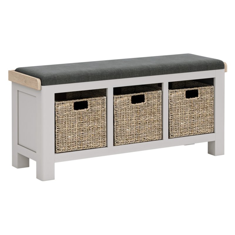 Thornham Storage Bench With Charcoal Cushion on a white background