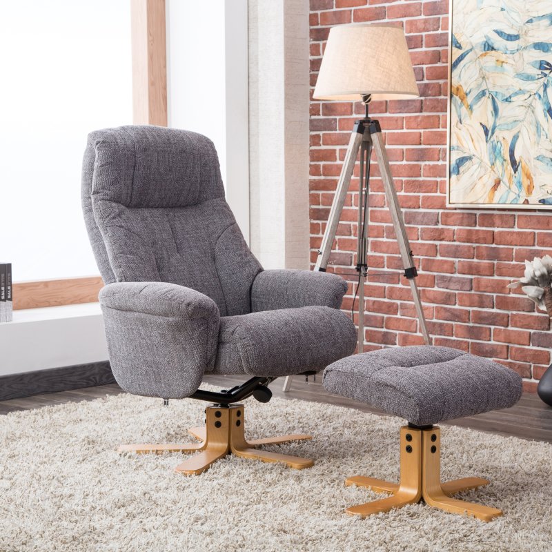 Dubai Swivel Chair And Stool Set In Lisbon Grey lifestyle image