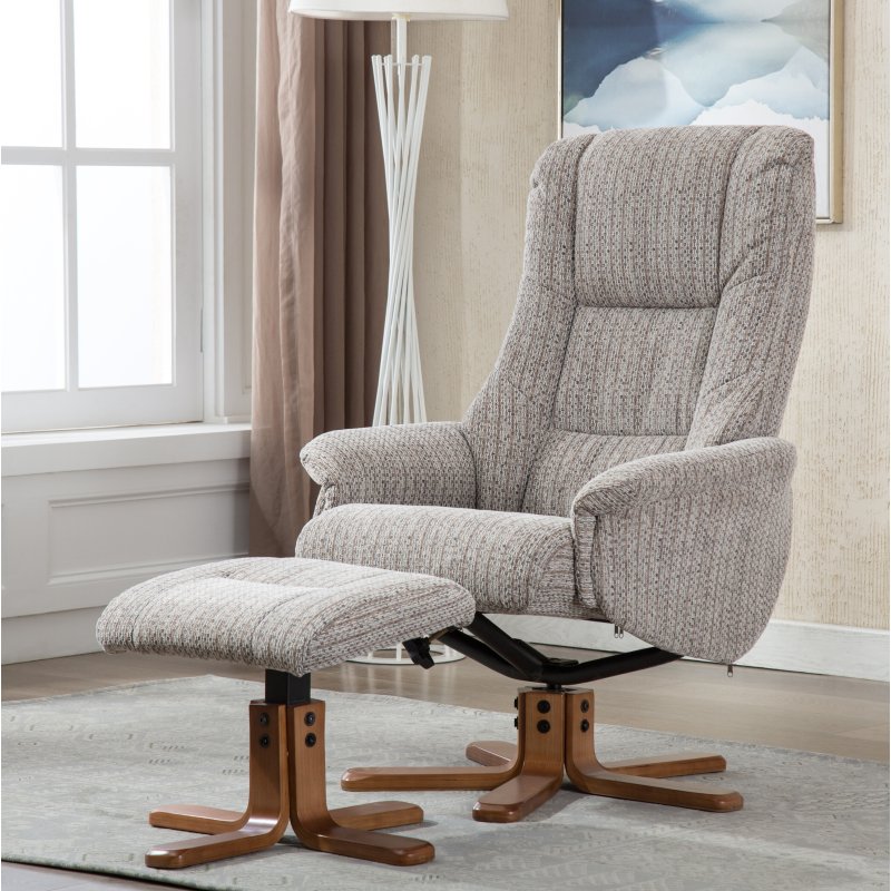 Florida Swivel Recliner Chair And Stool Set In Wheat lifestyle image