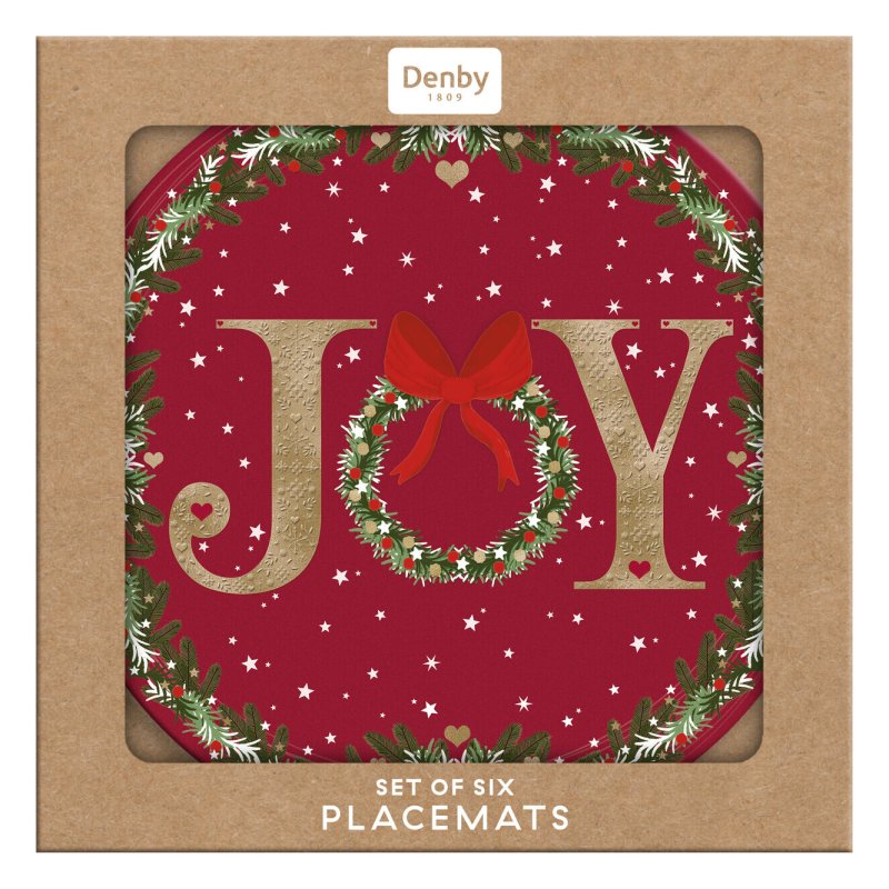 Denby Joy Wreath Set Of 6 Placemats in box