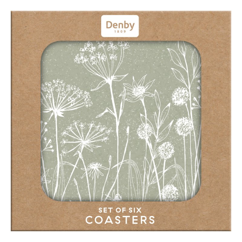 Denby Wild Flowers Set Of 6 Coasters in box