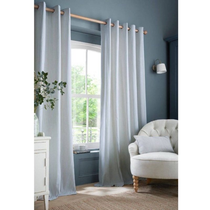 Laura Ashley Laura Ashley Cornish Stripe Slate Blue Curtains