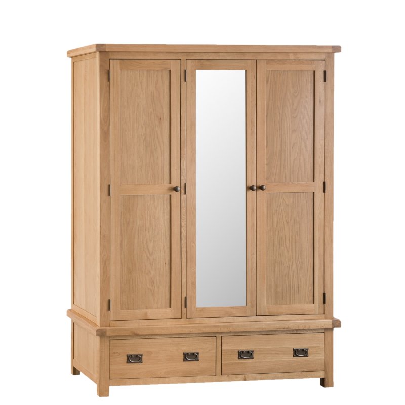 Norfolk Oak 3 Door Wardrobe on a white background