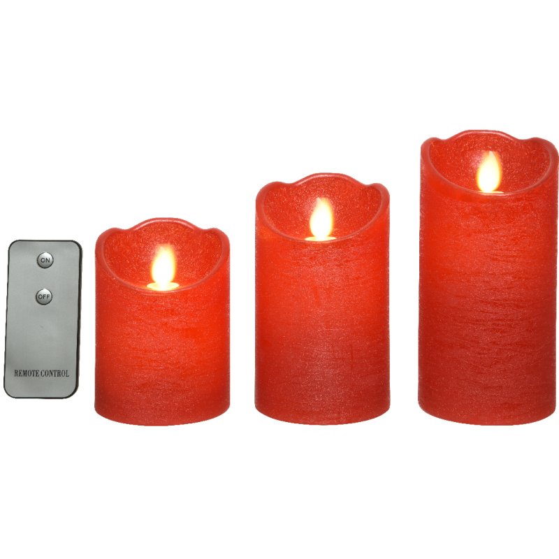 Kaemingk Kaemingk Set of 3 Red Remote LED Candles